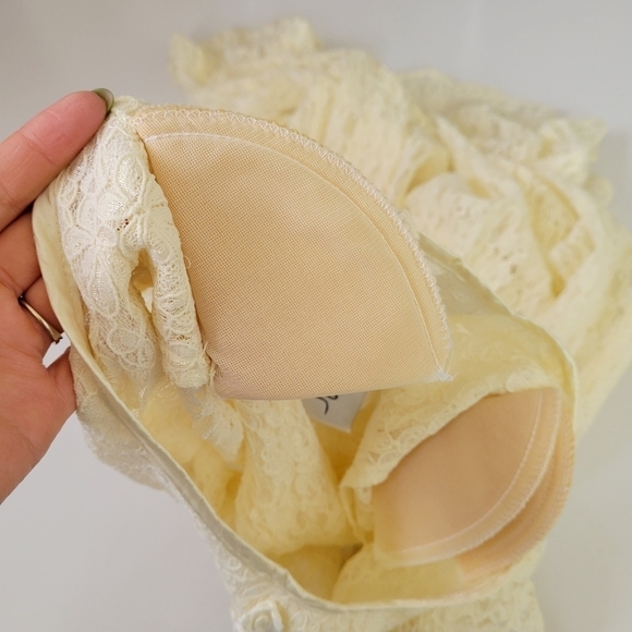 Vtg Cream Lace Midi Dress Cottagecore Boho Short Sleeve Romantic Wedding Size 10 - Picture 12 of 17